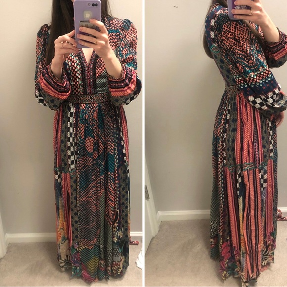 NWT Orange Motif Maxi Dress from Anthropologie size 0 - Picture 4 of 7